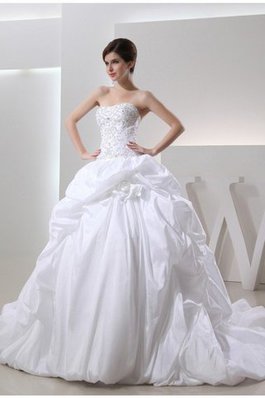 Abito da Sposa Allacciato Senza Spalline in Taffeta Alta Vita Lungo