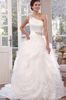 Abito da Sposa Allacciato Lungo Senza Maniche Coda A Strascico Cappella Elegante