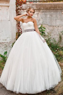 Abito da Sposa Naturale in Tulle Allacciato con Fiocco Radiosa