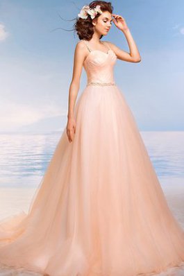 Abito da Sposa A-Line Naturale Conotta con Criss-cross in Tulle