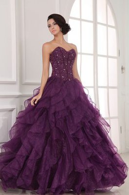 Abito dal Dolce Sedici A-Line Ball Gown con Perline con Increspature in Organza