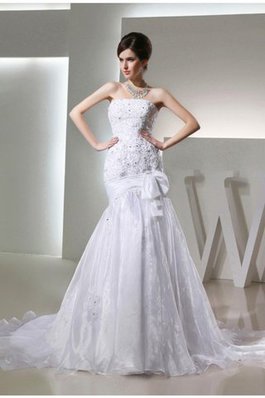 Abito da Sposa Sirena Alta Vita Senza Strap in Organza con Perline