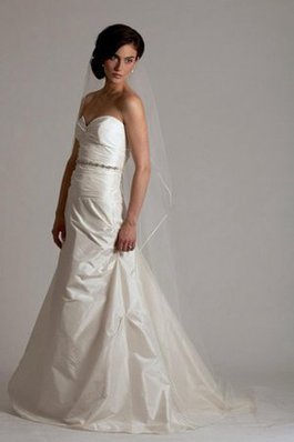 Abito da Sposa con Increspato in Taffeta Senza Maniche A-Line Cerniera