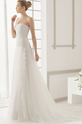 Abito da Sposa in Pizzo con Festone Semplice Senza Strap a Chiesa