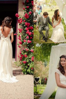 Abito da Sposa Spazzola Treno Naturale con Perline A-Line Principessa