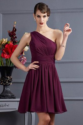 Abito da Damigella in Chiffon A-Line Monospalla Principessa con Festone