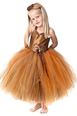 Abito da Cerimonia Bambini Naturale Conotta Senza Maniche Ball Gown in Tulle