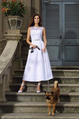 Abito da Sposa A-Line Alla Caviglia Principessa Barchetta con Applique