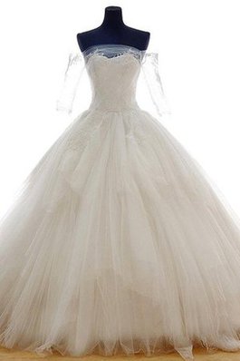 Abito da Sposa con Piega con Applique Cuore A-Line Fuori dalla spalla