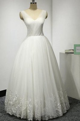 Abito da Sposa con Piega Radiosa con Applique Naturale con Increspato