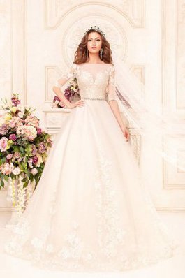 Abito da Sposa Ball Gown Profondo V-scollo Lunghi con Applique Largo