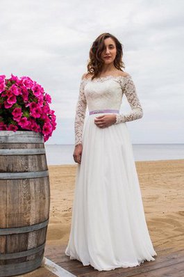 Abito da Sposa in Pizzo in Pizzo A-Line a Spiaggia Lusso