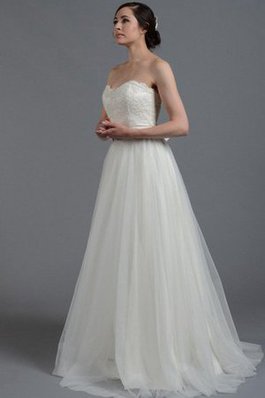 Abito da Sposa A-Line in Tulle A Terra Cuore in Pizzo