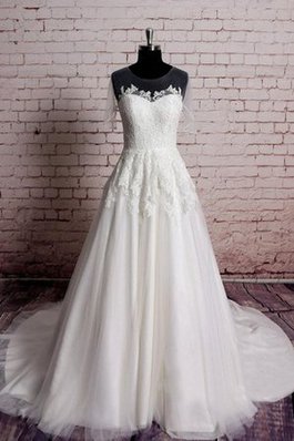 Abito da Sposa decorato Senza Maniche A-Line con Applique con Manica Corte