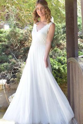 Abito da Sposa in Chiffon Spazzola Treno con Fiocco con Fusciacca Semplice