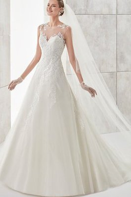 Abito da Sposa Vintage Spazzola Treno Senza Maniche Elegante con Applique