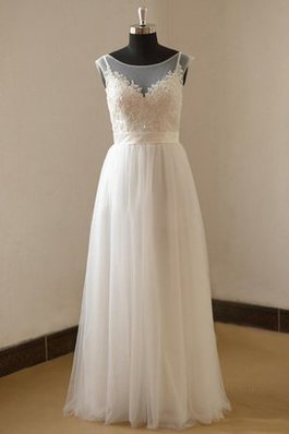 Abito da Sposa con Fusciacca con Manica Corte in Tulle a Riva con Perline