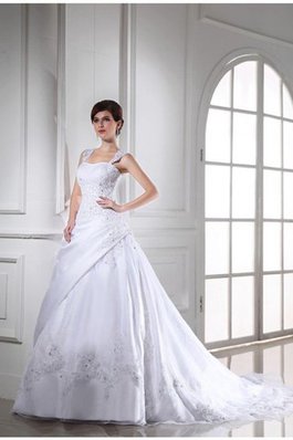 Abito da Sposa con Applique Radiosa Allacciato con Perline in Raso