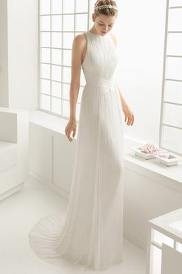 Abito da Sposa Senza Maniche in Chiffon Tubino con Festone con Criss-cross