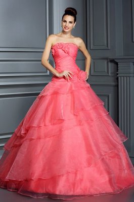 Abito Quinceanera Lungo Allacciato Senza Maniche Senza Spalline Ball Gown