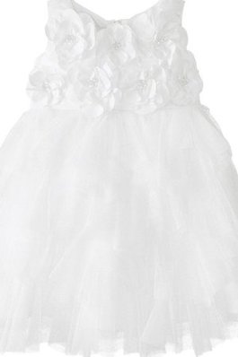 Abito da Cerimonia Bambini con Fiore con Fiocco A-Line Senza Maniche in Tulle