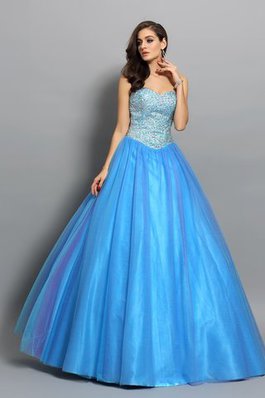 Abito Quinceanera Lungo Cerniera Senza Maniche Cuore Ball Gown