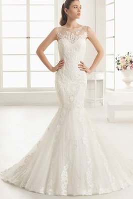 Abito da Sposa Elegante Moderno Shiena Sheer Senza Vita Spazzola Treno