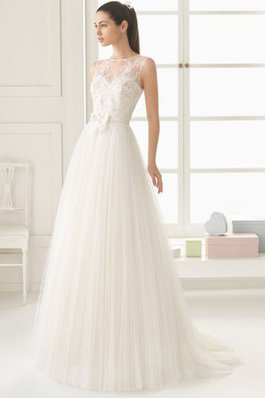 Abito da Sposa Naturale Elegante A Terra a Chiesa Shiena Sheer