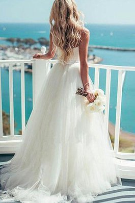 Abito da Sposa Romantico in Tulle Cerniera Senza Maniche Elegante