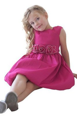 Abito da Cerimonia Bambini Cerniera in Taffeta Barchetta Cappellino con Fiore