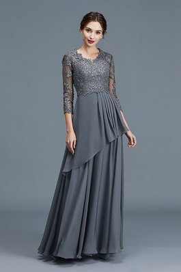 Abito Mamma Sposa Principessa V-Scollo con Increspature in Chiffon A Terra