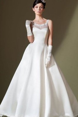 Abito da Sposa A Terra Lunghi in Raso Senza Maniche con Applique