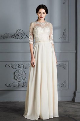 Abito da Sposa Senza Maniche Tondo Naturale in Chiffon A-Line