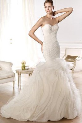 Abito da Sposa con Criss-cross Cuore A Terra in Organza Cerniera