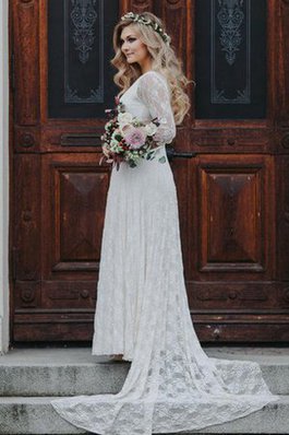 Abito da Sposa Originale con Fusciacca in Chiffon in Pizzo Semplice