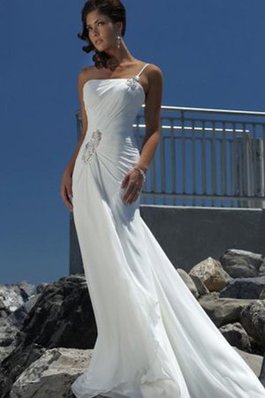 Abito da Sposa Monospalla con Festone Semplice Seducente Particolare