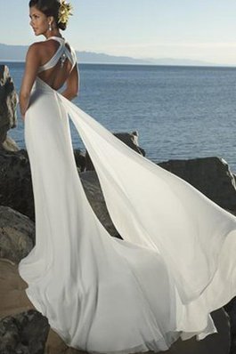 Abito da Sposa con Perline A Terra Senza Maniche Elegante con Festone