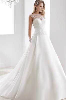 Abito da Sposa in Pizzo in Chiffon A-Line decorato Cappellino