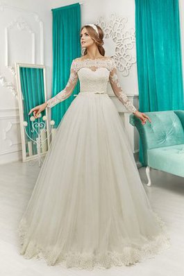 Abito da Sposa con Fiocco A-Line A Terra in Tulle Conservatore