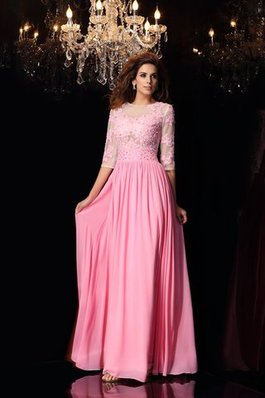 Abito da Sera in Seta Come Satin con Applique A-Line con Mezze Maniche Principessa