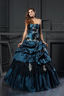 Abito Quinceanera in Taffeta Ball Gown Lunghi Allacciato con Perline