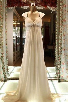 Abito da Sposa Impero con Piega Queen Anne in Chiffon a Spiaggia