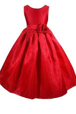 Abito da Cerimonia Bambini A-Line in Taffeta Cerniera con Fiore A Terra