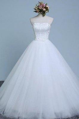 Abito da Sposa Allacciato Ball Gown in Pizzo Senza Maniche in Organza