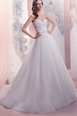 Abito da Sposa Cuore Naturale con Perline in Organza Senza Maniche