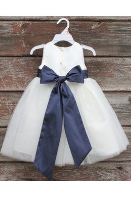 Abito da Cerimonia Bambini con Increspature in Tulle Alta Vita A-Line Tondo