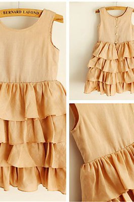 Abito da Cerimonia Bambini in Chiffon Tondo Sotto Ginocchio Naturale A-Line