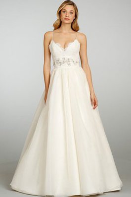 Abito da Sposa Naturale Ball Gown Senza Maniche in Pizzo in Organza