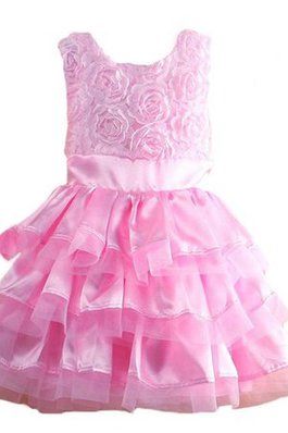 Abito da Cerimonia Bambini Mini A-Line in Tulle con Fiocco Cerniera