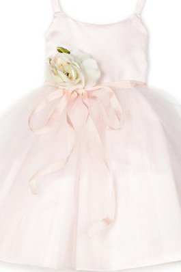 Abito da Cerimonia Bambini Alta Vita Senza Maniche con Fiocco con Fiore in Taffeta